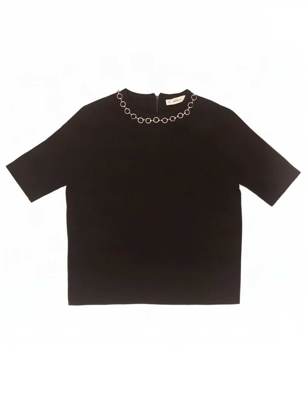 Zara Dame Bluse Top UK 10 Lille Sort
