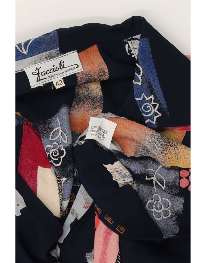 Bluză de cămașă vintage pentru femei, cu tăiere lejeră, IT 42 Medium Patchwork bleumarin