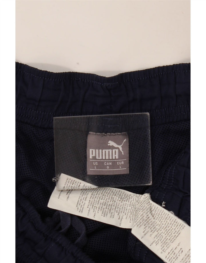 PUMA Mens Tracksuit Trousers Joggers Large  Navy Blue Nylon