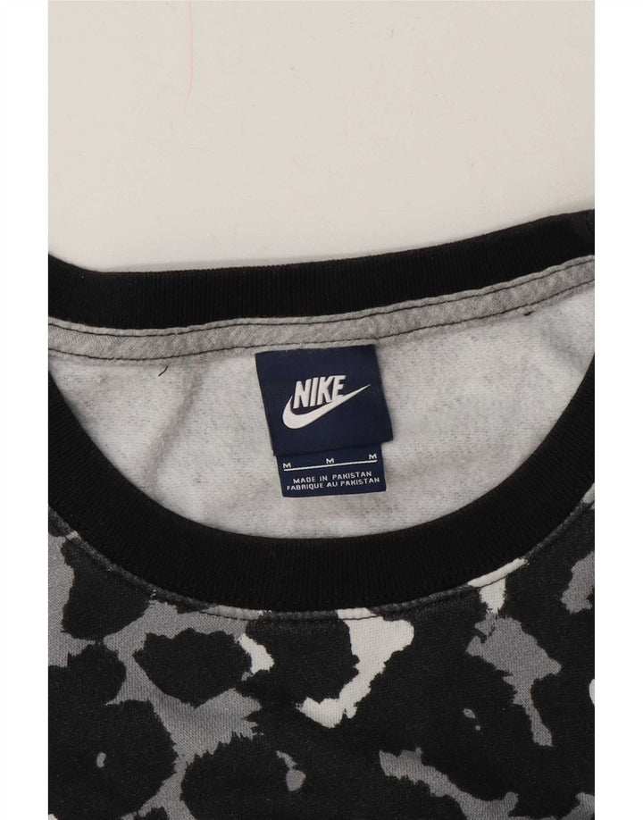 Nike Womens Sweatshirt Jumper UK 14 Medium Black Animal Print