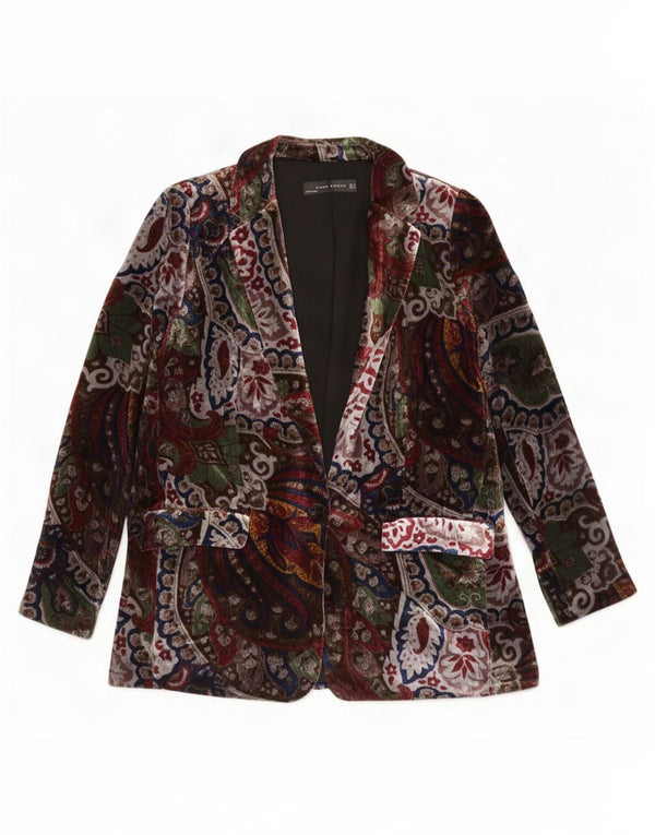 Blazer pentru femei Zara cu 1 nasture UK14 Medium Multicolor Paisley