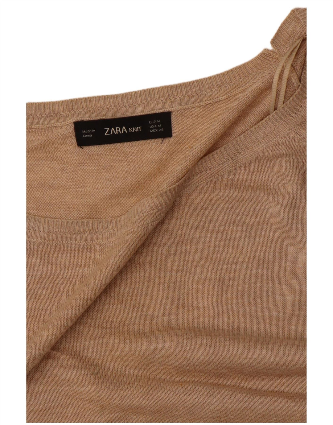 Zara Womens Oversized Boat Neck Jumper Sweater UK 14 Medium Beige
