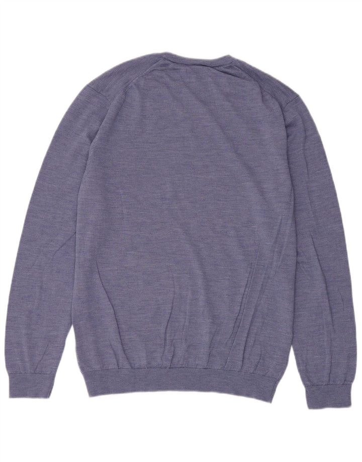 Maglione maglione girocollo da uomo Marks & Spencer XL lana merino blu