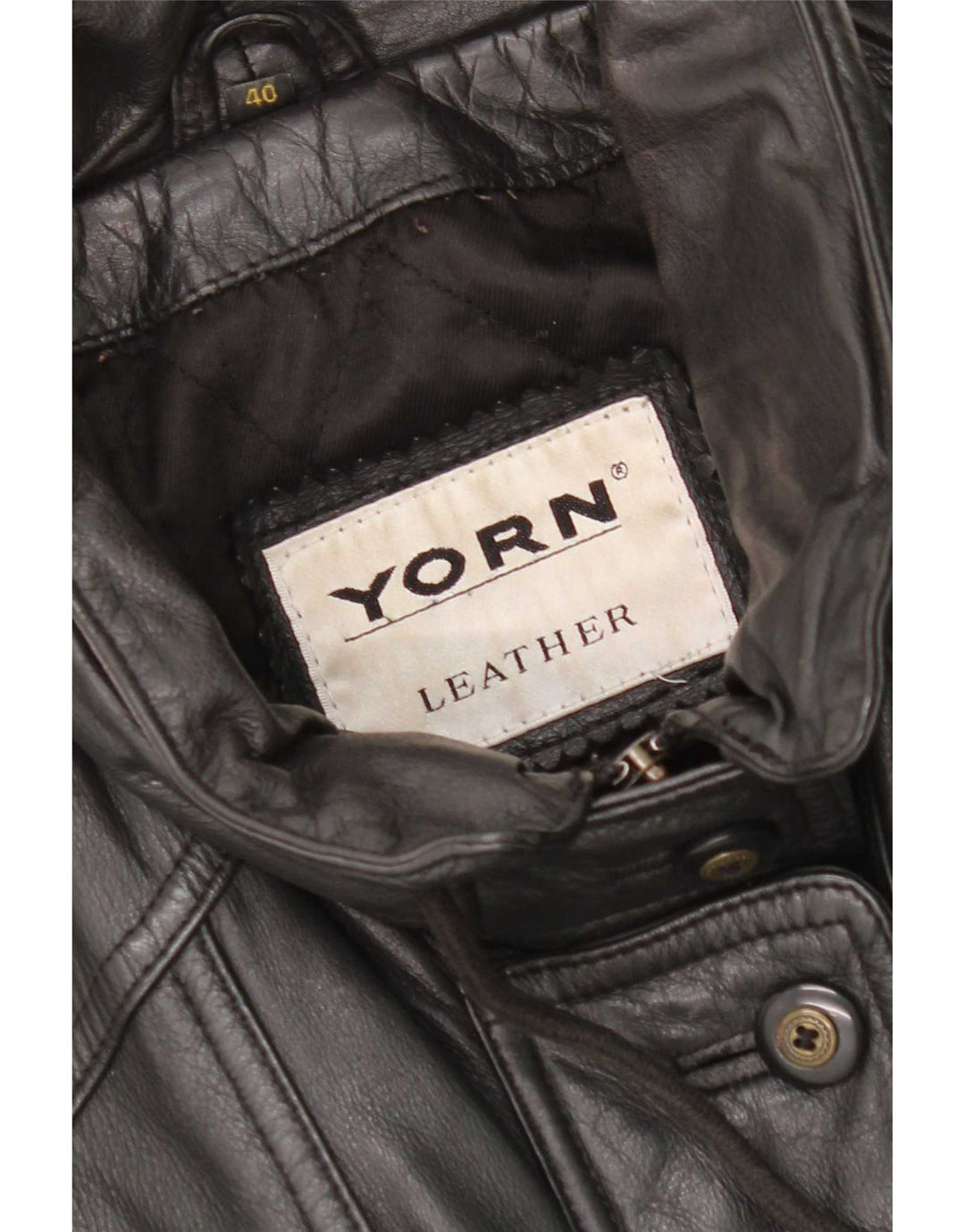 Abrigo de cuero extragrande para mujer Yorn EU 40 Medium Black