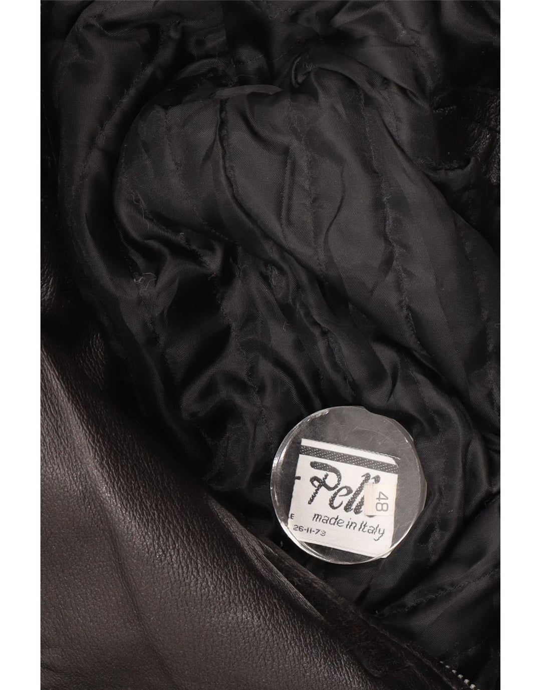 Vintage Mens Leather Coat IT 48 Medium Black Leather