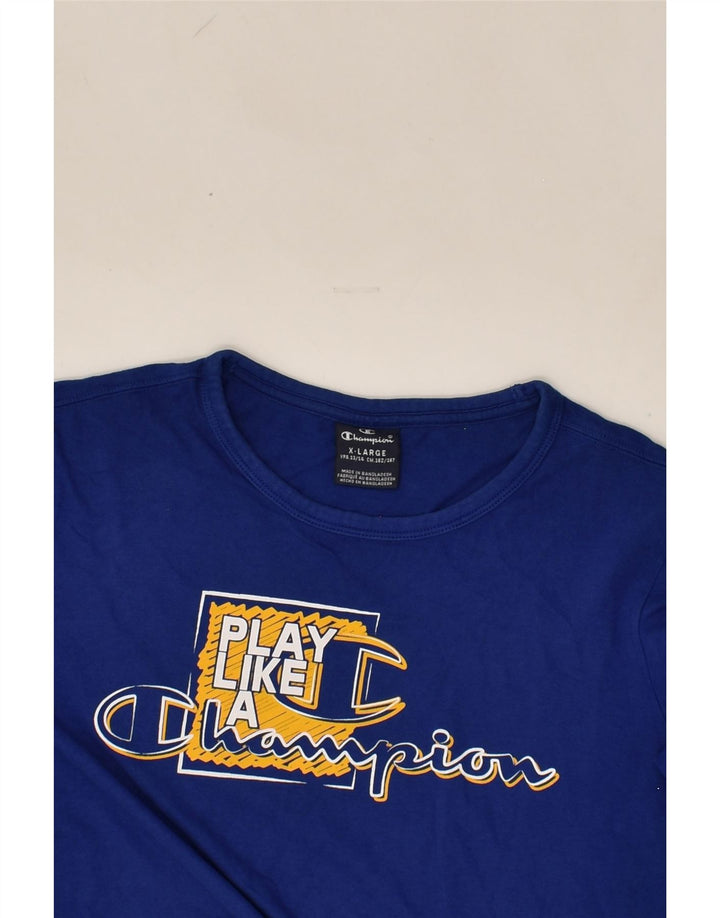 CHAMPION Boys Graphic T-Shirt Top 13-14 Years XL Blue Cotton | Vintage Champion | Thrift | Second-Hand Champion | Used Clothing | Messina Hembry 