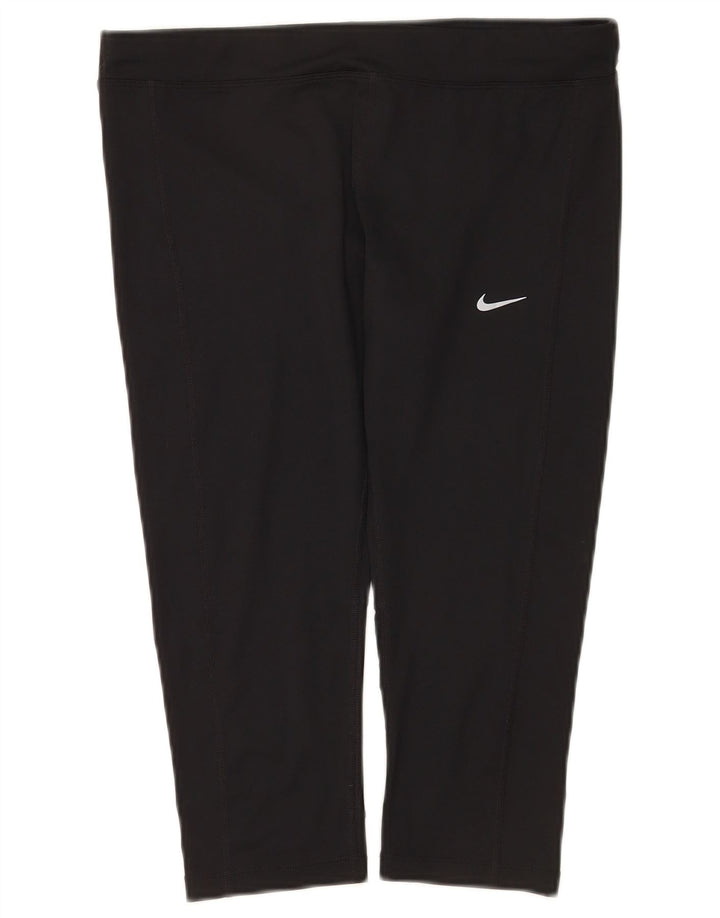Nike Womens Dri Fit Capri Leggings UK 14 Large  Black Polyester
