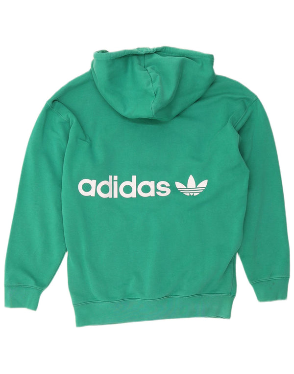Женский джемпер с капюшоном Adidas UK 12/14, средний зеленый хлопок, хлопок