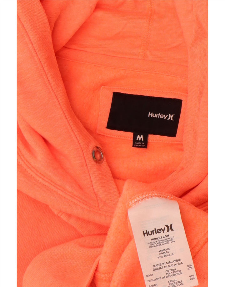 Hurley Mens Graphic Hoodie Jumper Medium Orange Cotton