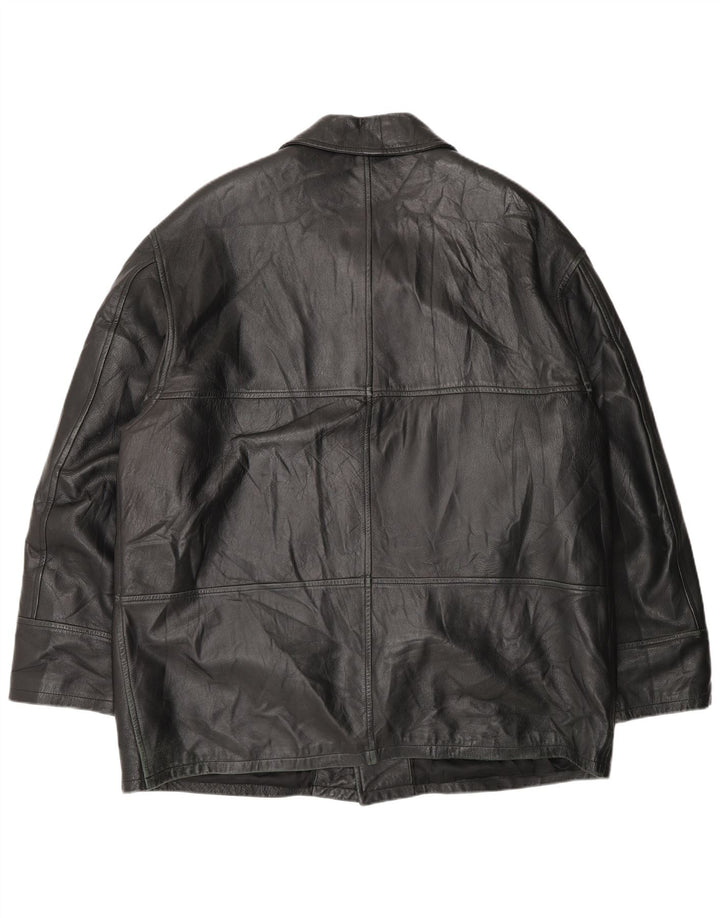 Giacca in pelle vintage da uomo IT 54 2XL Pelle nera