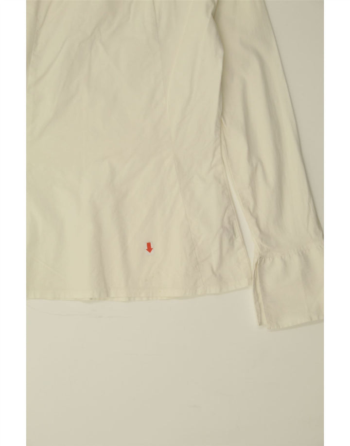 BENETTON Womens Shirt Blouse UK 12 Medium White Cotton