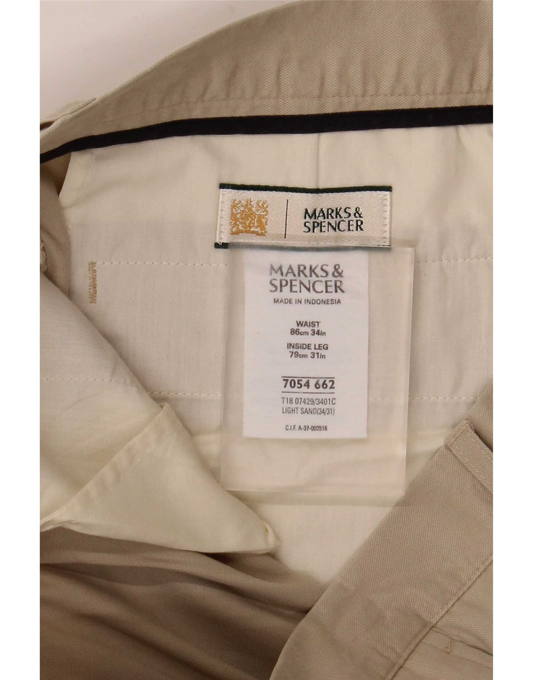 Marks & Spencer Mens Pegged Chino Trousers W34 L31 Beige Lyocell