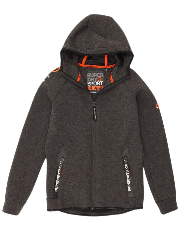 Superdry Mens Graphic Zip Hoodie Sweater Small Grey Polyester