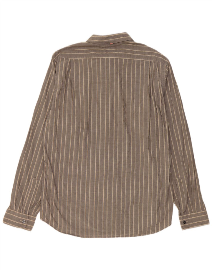 Camicia da uomo Hugo Boss in cotone a righe grandi grigie