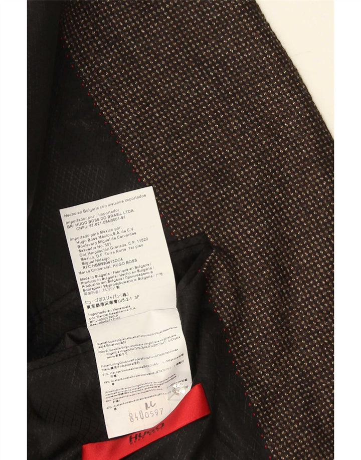 Hugo Boss Chaqueta Blazer de 2 Botones para Hombre US 44 2XL Lana Manchada marrón