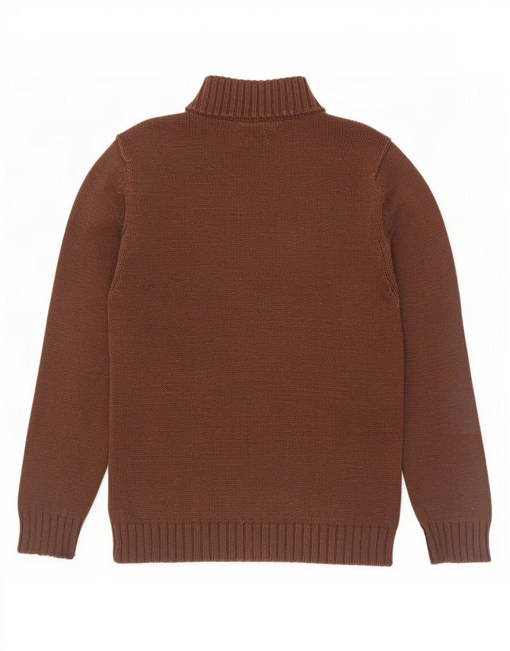Męski sweter zapinany na zamek Chaps, mały, brązowy, bawełniany