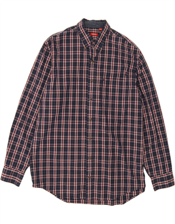 IZOD Mens Tall Shirt XL Navy Blue Check Cotton Vintage Izod and Second-Hand Izod from Messina Hembry 