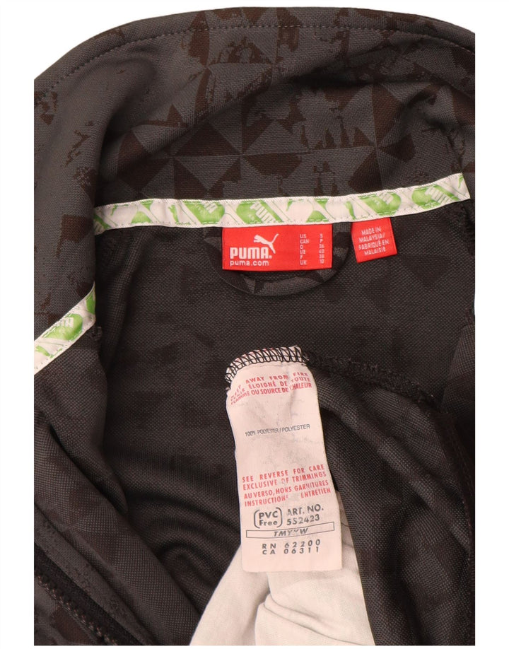 Puma Womens Tracksuit Top Jacket UK 10 Small Grey Geometric Polyester