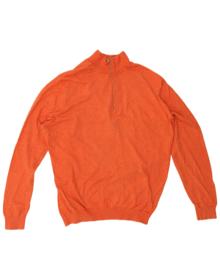 Massimo Dutti Mens Zip Neck Jumper Sweater Medium Orange