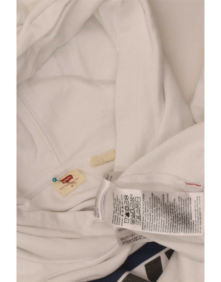 Levi's Womens Graphic Oversized Hoodie Jumper UK 14 Medium White Cotton