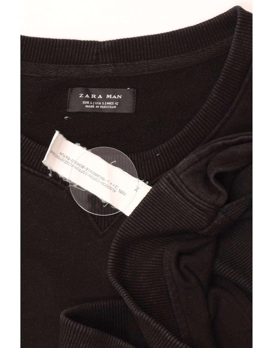 Felpa Zara Uomo Maglione Grande Cotone Nero