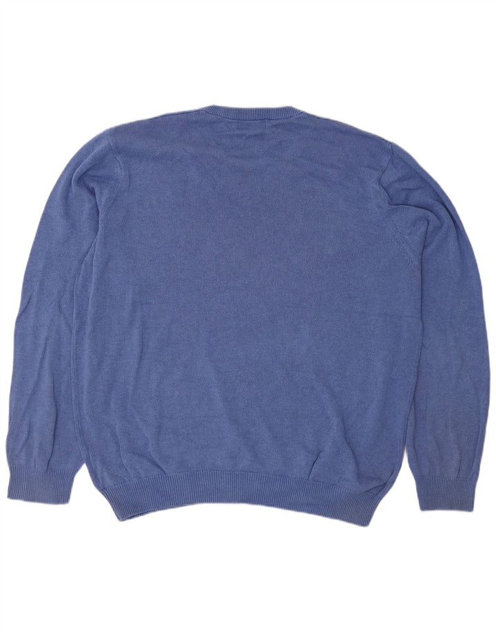 Marks & Spencer Mens V-Neck Jumper Sweater XL Blue Cotton