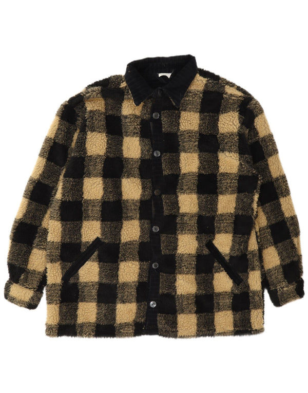 Vintage Herren Fleecejacke UK 42 XL Schwarz Gingham Polyester