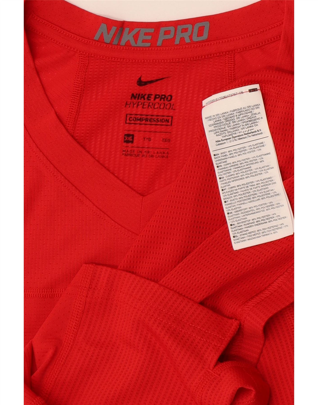Nike Compression T-Shirt Top UK 20 2XL Rød Polyester