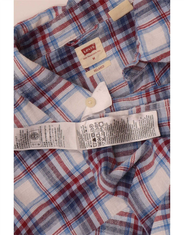 Levi's Mens Flannel Shirt Medium Blue Check Cotton