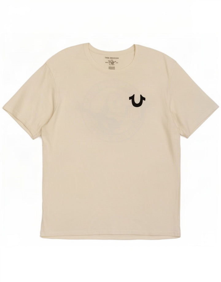 True Religion Mens Graphic T-Shirt Top XL White Cotton