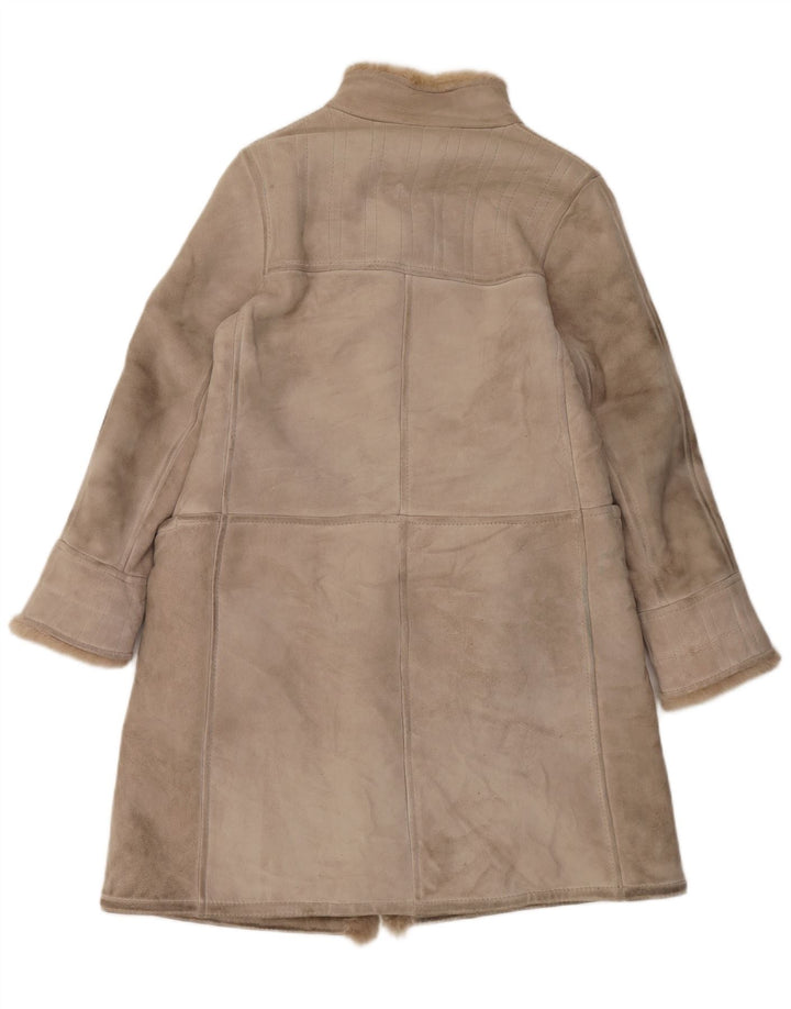 Vintage Dame Shearling Coat IT 46 Large Beige Læder