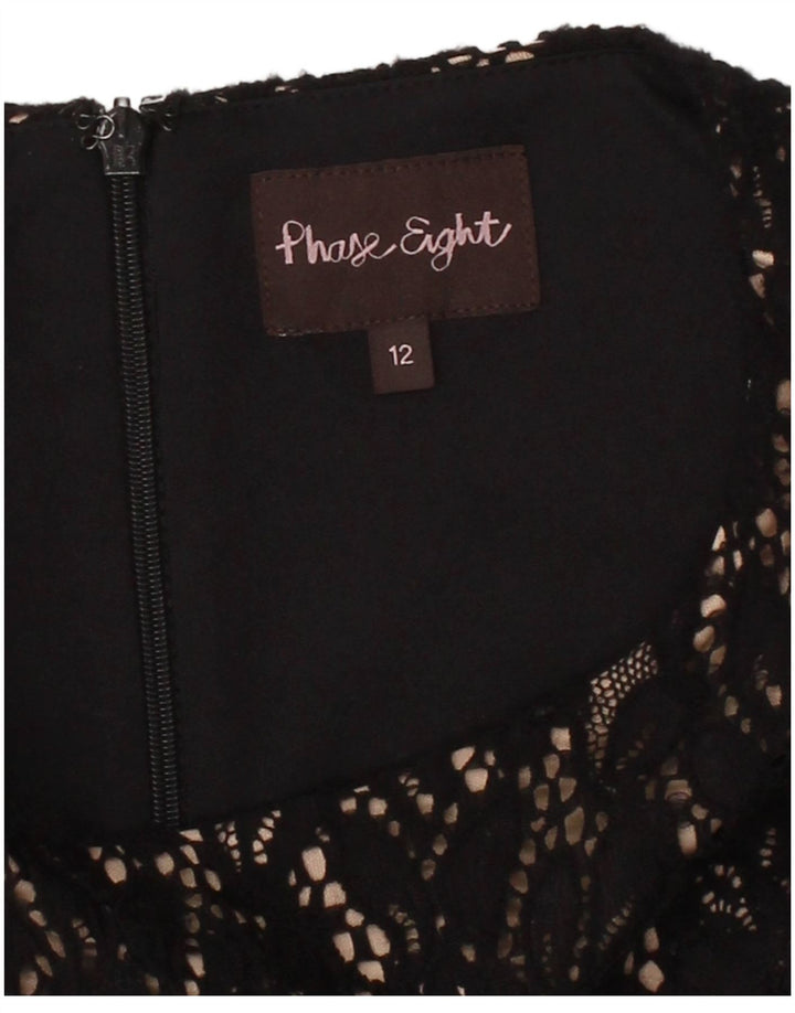 PHASE EIGHT Womens 3/4 Sleeve Lace Shift Dress UK 12 Medium Black