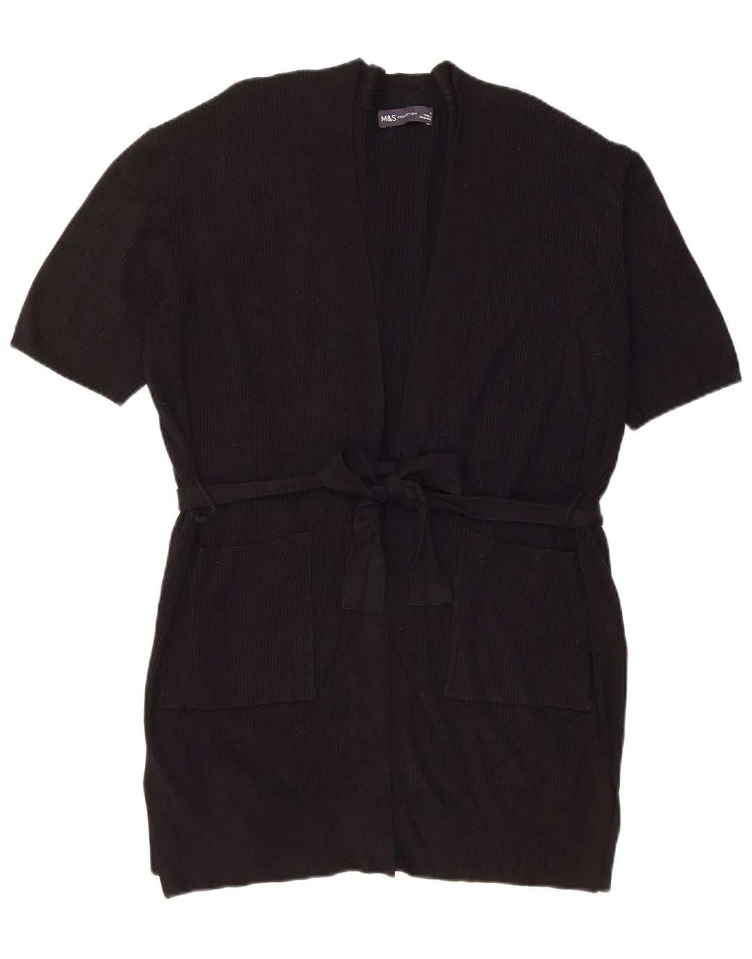 Marks & Spencer Pull cardigan à manches courtes pour femme UK 14 Noir moyen