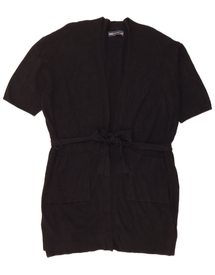 Marks & Spencer Pull cardigan à manches courtes pour femme UK 14 Noir moyen