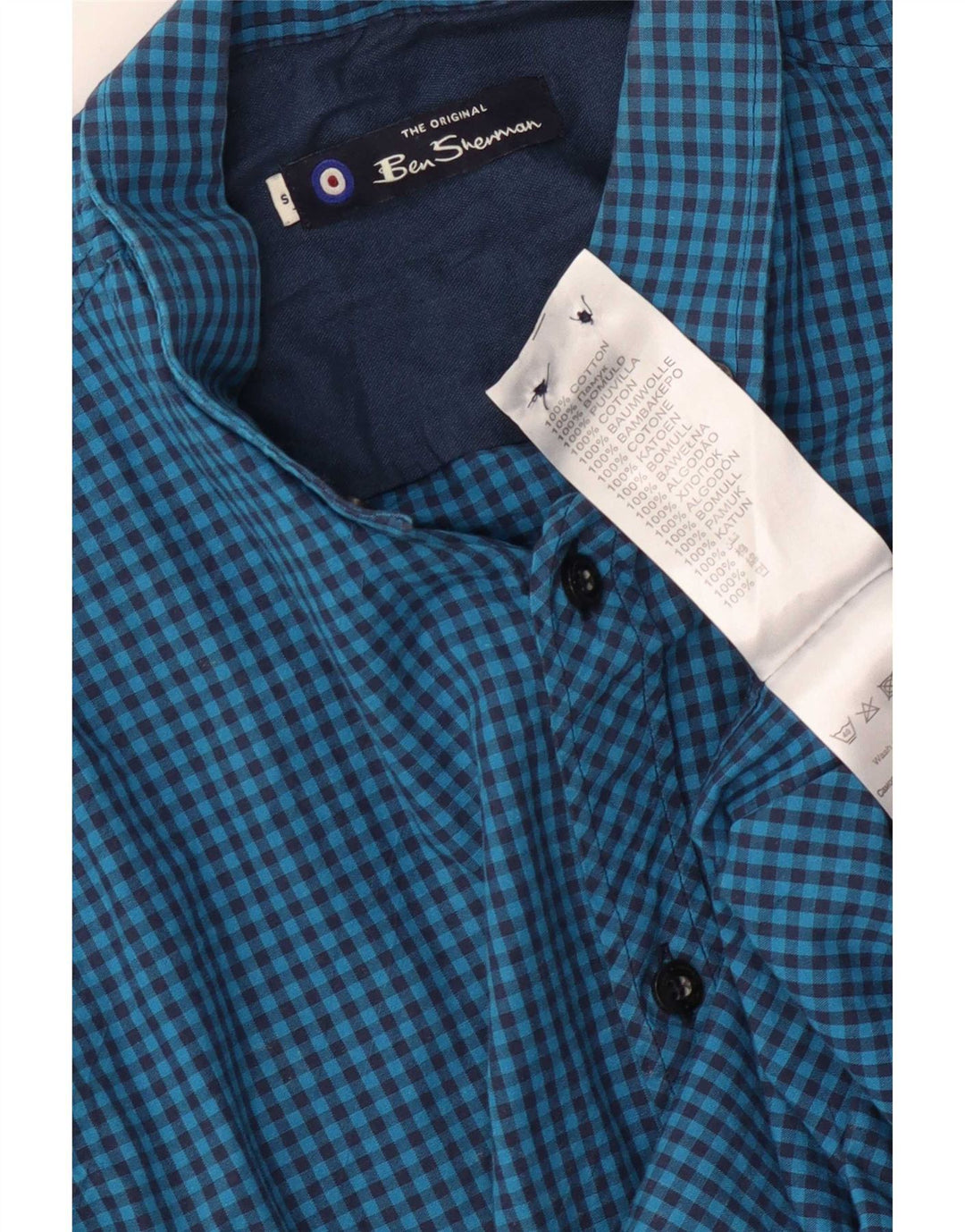 Ανδρικό πουκάμισο Ben Sherman Μικρό μπλε βαμβακερό Gingham