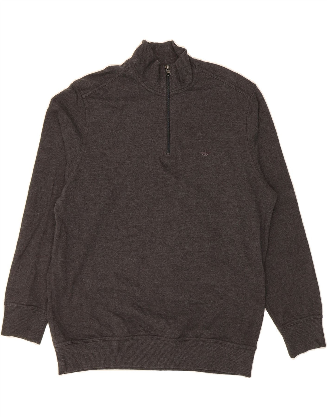 DOCKERS Mens Zip Neck Sweatshirt Jumper Large Grey Cotton Vintage Dockers and Second-Hand Dockers from Messina Hembry 