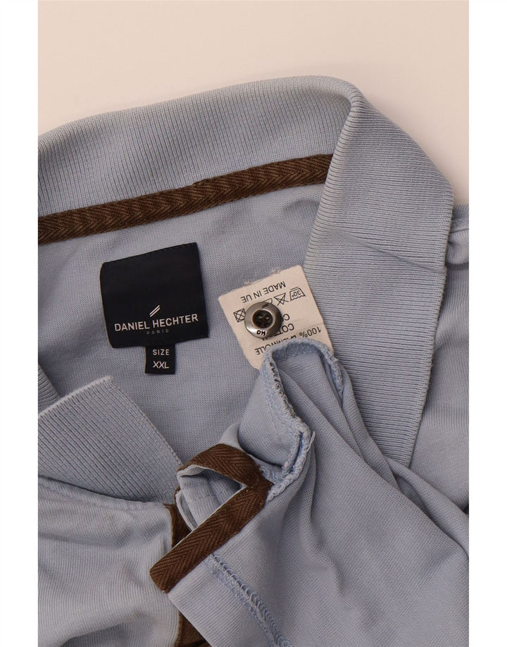 DANIEL HECHTER Mens Long Sleeve Polo Shirt 2XL Blue Cotton Vintage Daniel Hechter and Second-Hand Daniel Hechter from Messina Hembry 