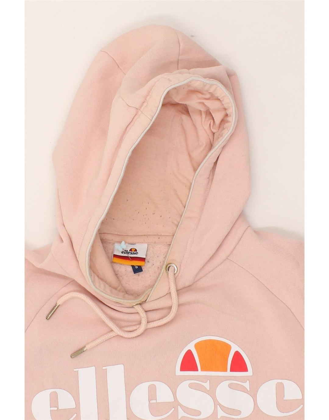 ELLESSE Womens Graphic Hoodie Jumper US 8 Medium Pink Cotton Vintage Ellesse and Second-Hand Ellesse from Messina Hembry 