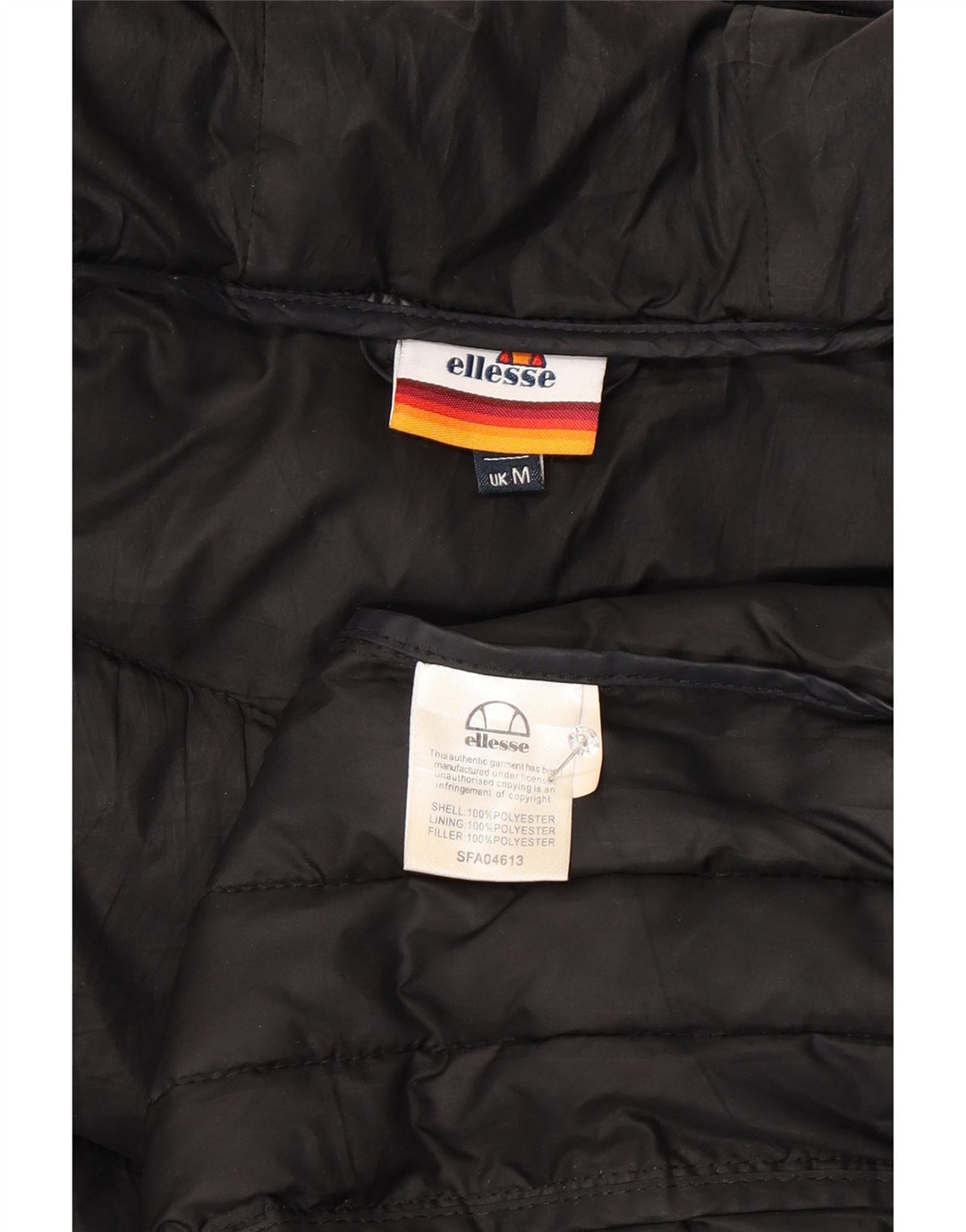 Ellesse Mens Hooded Padded Jacket UK 38 Medium Black Flecked Polyester