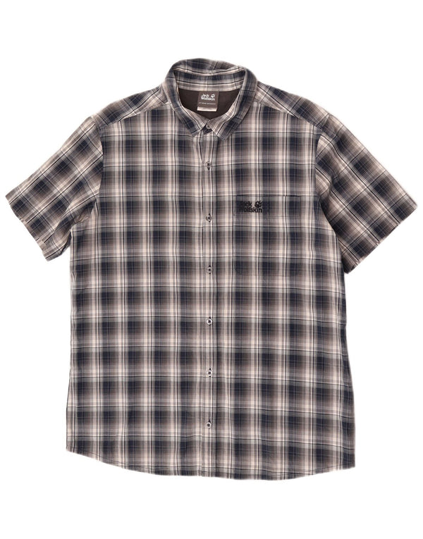 Jack Wolfskin Camisa de manga corta para hombre UK 40/42 Large Navy Blue Check