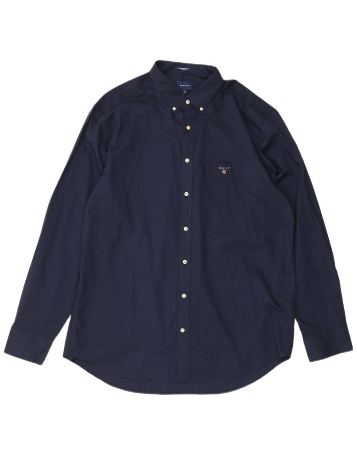 Gant Herren-Hemd, reguläre Passform, 2XL, Marineblau, Baumwolle, klassisch