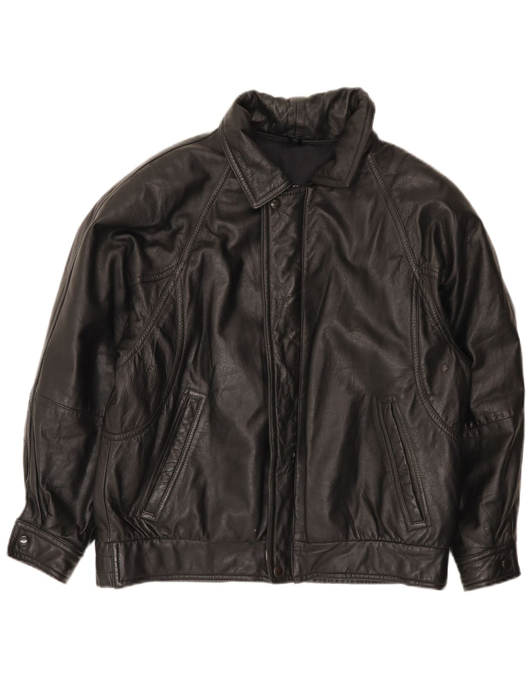 Jaqueta de couro masculina vintage IT 48 média preta