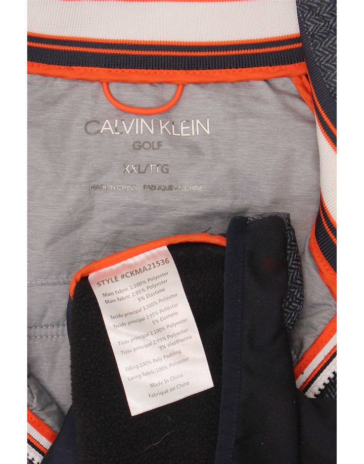 Calvin Klein Mens Golf Tracksuit Top Jacket 2XL Navy Blue Herringbone