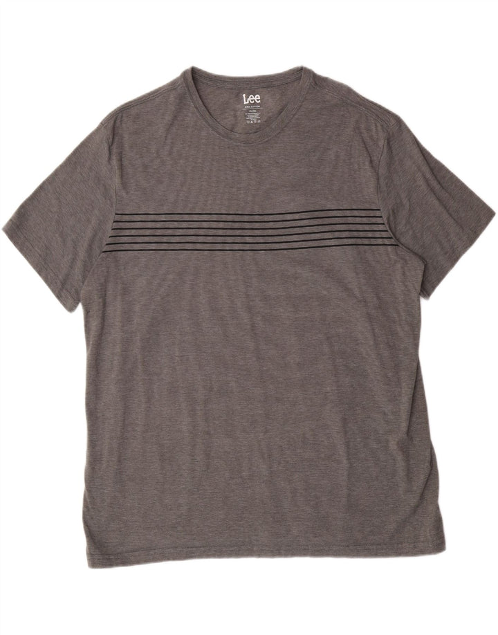 LEE Mens T-Shirt Top XL Grey Striped Cotton