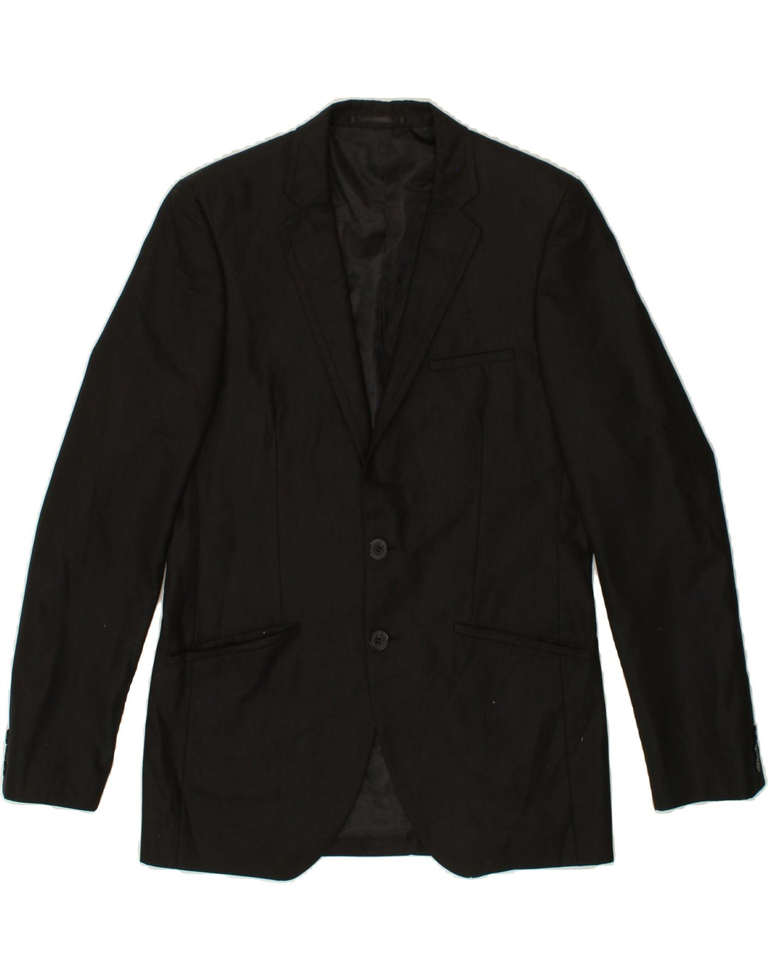 JULES Mens Slim 2 Button Blazer Jacket IT 48 Medium Black Polyester Vintage Jules and Second-Hand Jules from Messina Hembry 