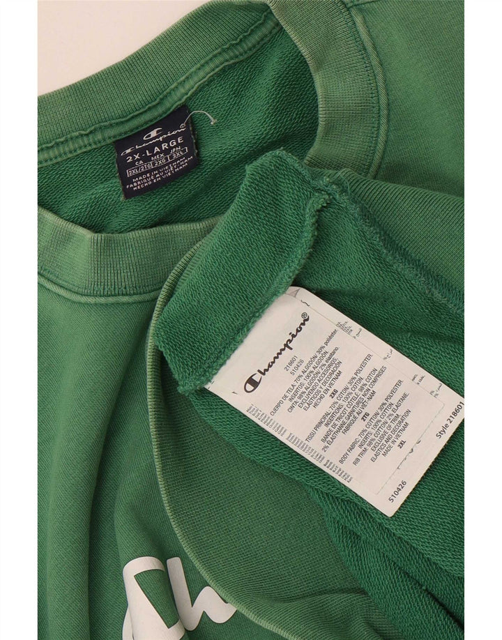 Champion Mens Graphic Sweatshirt Jumper 2XL Green Cotton