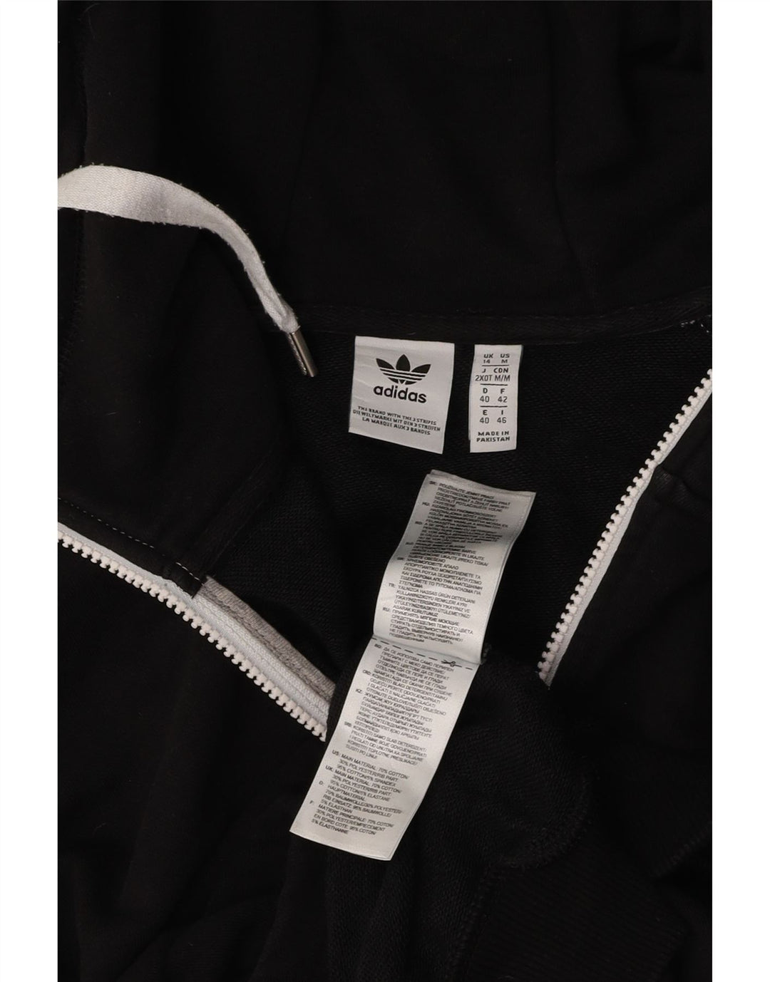ADIDAS Womens Oversized Graphic Hoodie Jumper UK 14 Medium Black Vintage Adidas and Second-Hand Adidas from Messina Hembry 