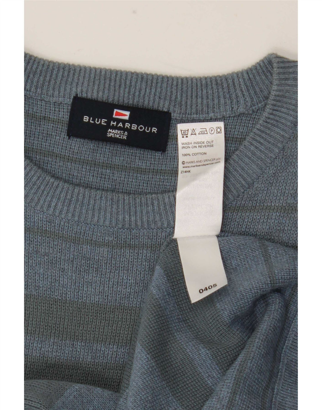 Marks & Spencer Mens Blue Harbour Crew Neck Jumper Sweater Medium Striped