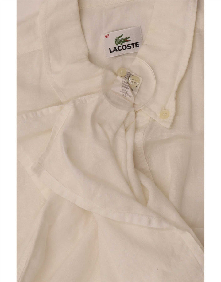 Lacoste Herre Kortærmet Pullover Shirt Størrelse 42 Large White Linen