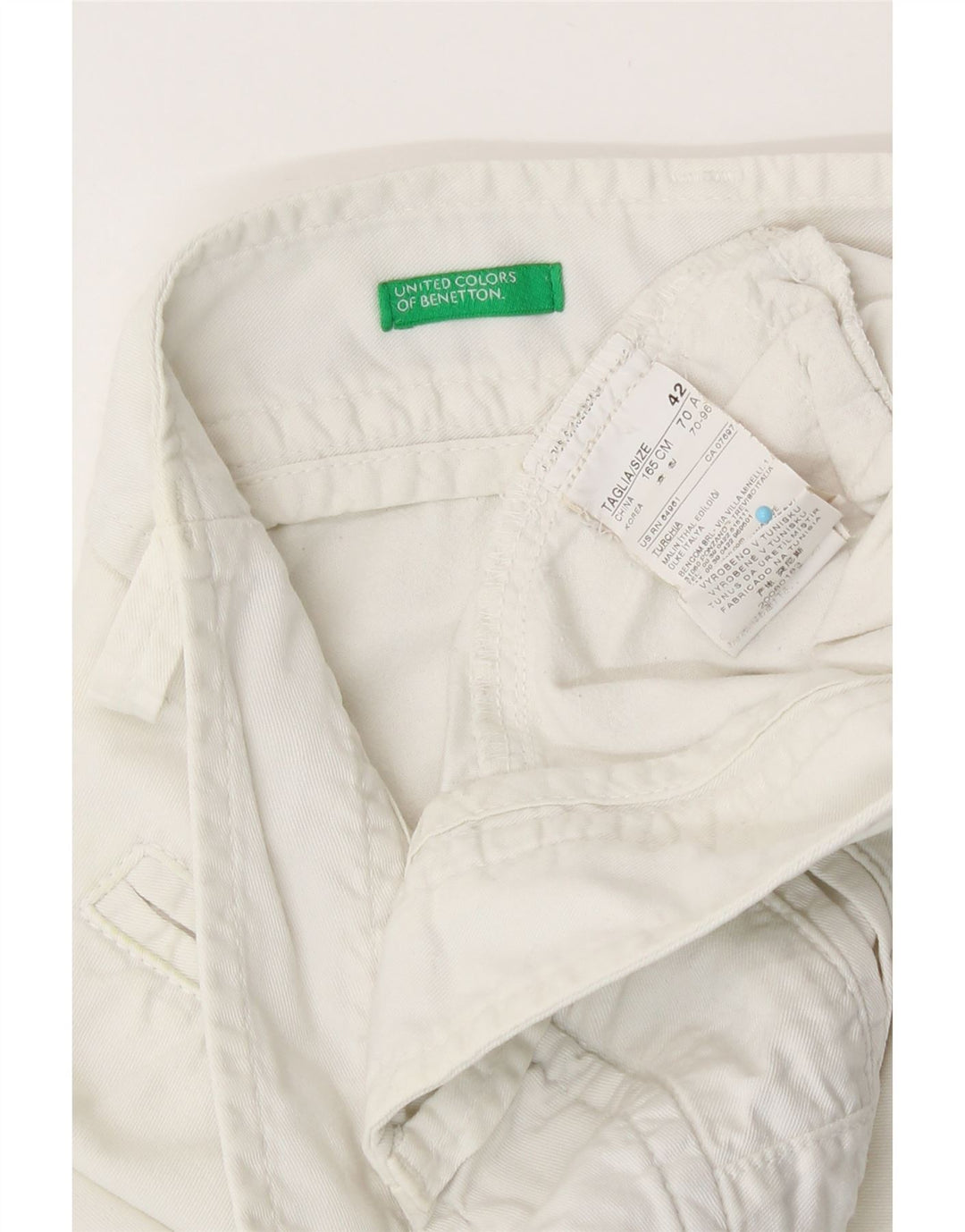 Benetton Womens Chino Shorts IT 42 Medium W30  White Cotton
